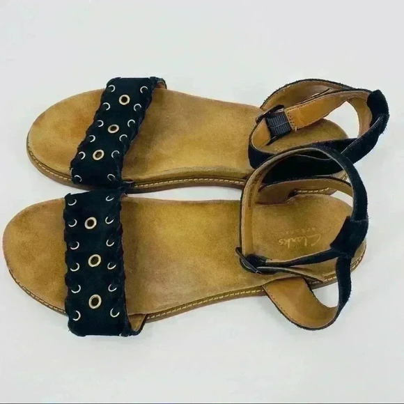 Clark’s Artisan Women's Corsio Amelia Black Soft Suede Sandals Size 11 - Picture 3 of 8
